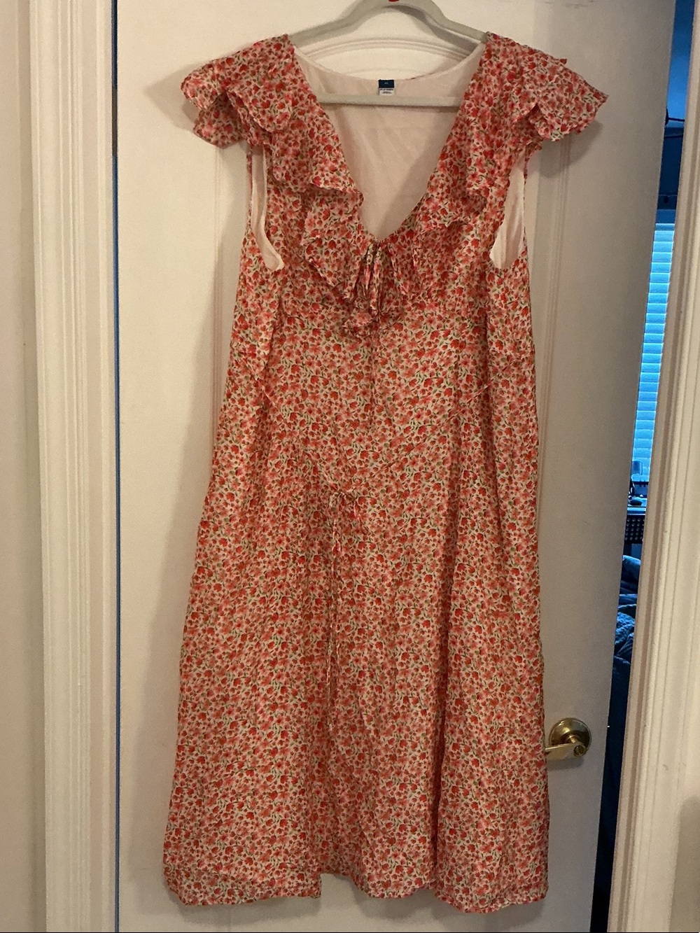 Old Navy Pink Floral Ruffle Midi Dress